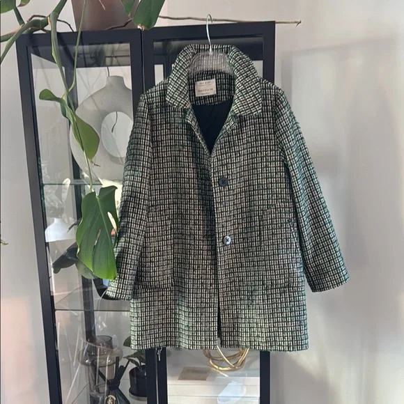 Zara Green and Black Tweed Pea Coat Classic Design - Picture 5 of 8